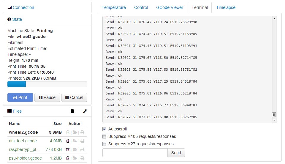 OctoPrint terminal interface